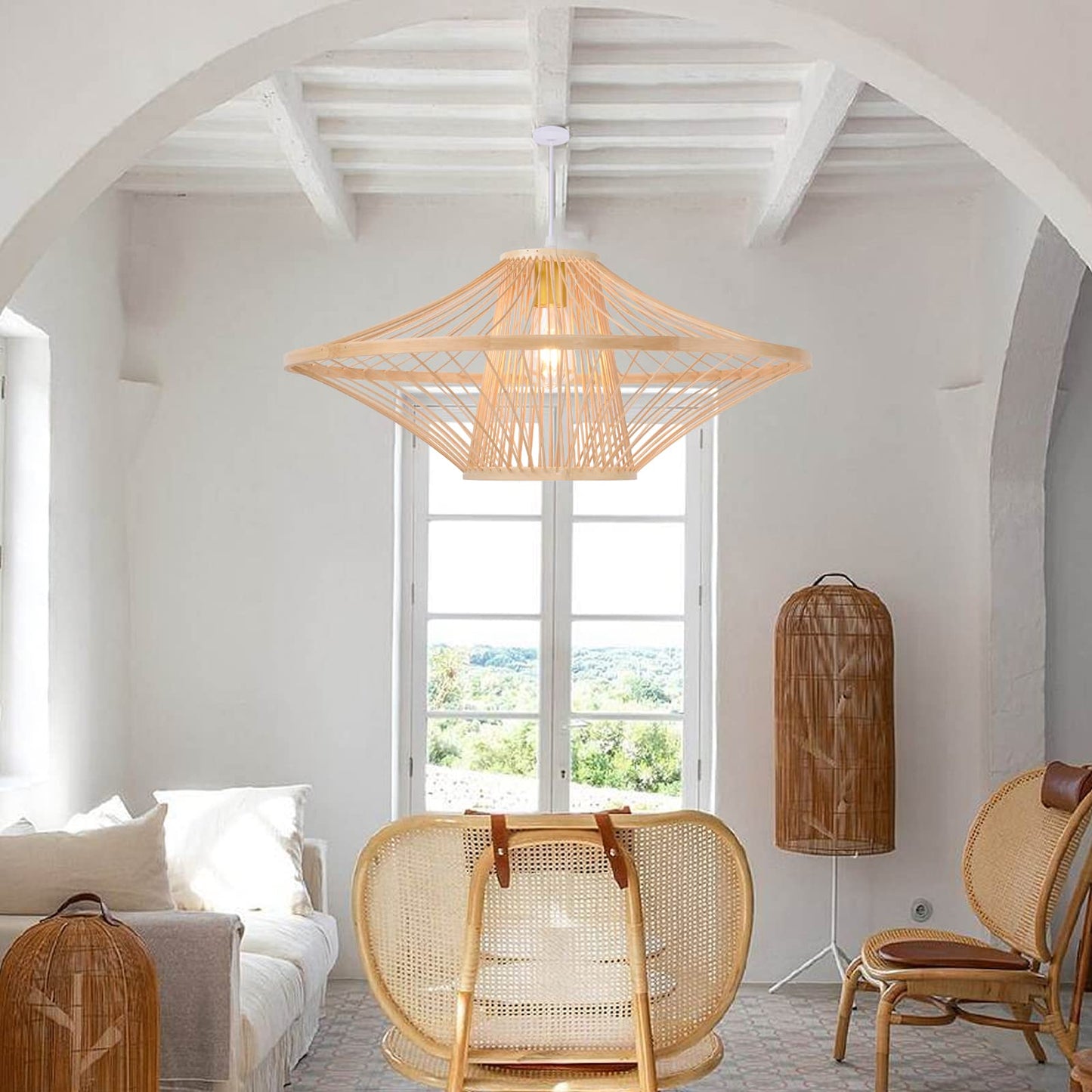 Architectural Bamboo Saucer Pendant