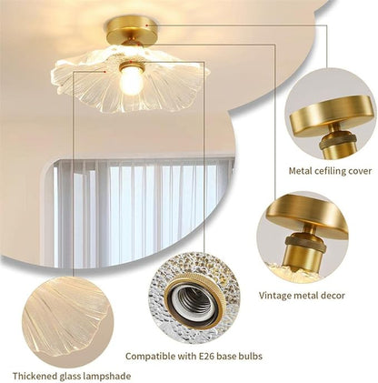 Gold Frosted Glass Flower Ceiling Light