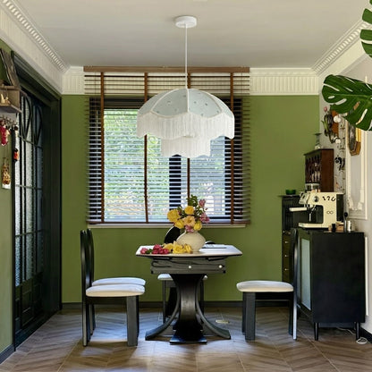 Sage Green Floral Fringe Pendant Light