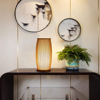 Slim Bamboo Bedside Desk Lamp