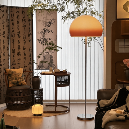 Amber Glass Mushroom Floor Lamp