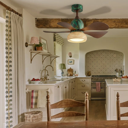 Retro Tropical Rattan Ceiling Fan