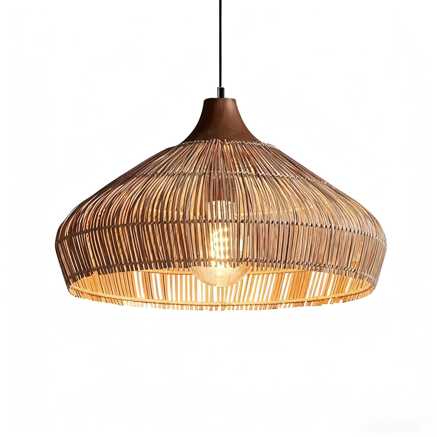 Hand-Woven Rattan Coastal Dome Lamp