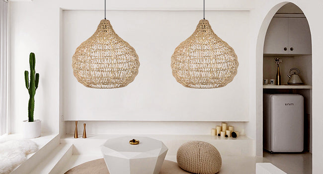 Traditional Woven Shade Pendant Light
