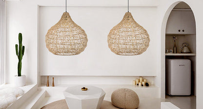 Traditional Woven Shade Pendant Light