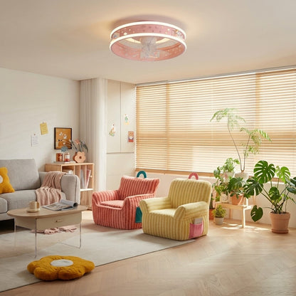 Kids Round Ceiling Fan with LED Light