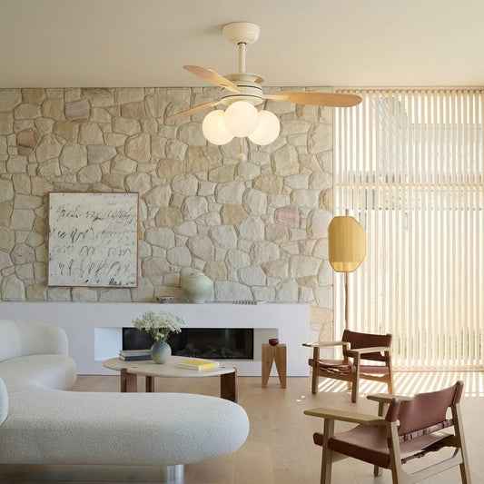 Nordic Wooden Fan with 3 Glass Shades