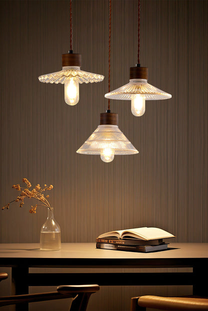 Walnut Wood and Glass Bedroom Pendant