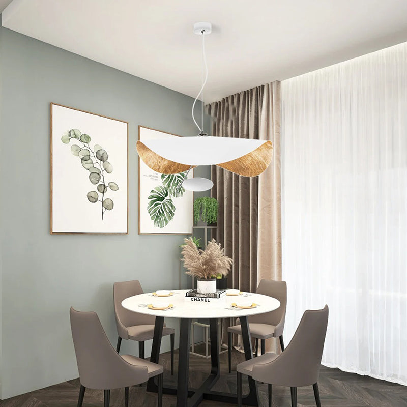 UFO Pendant Light in Black or White with Brass