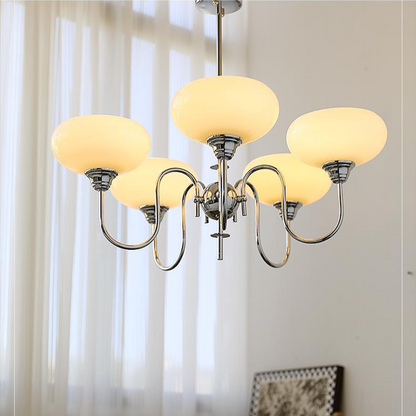 Chrome Gooseneck Globe Chandelier