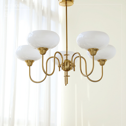 French Retro Gooseneck Globe Chandelier
