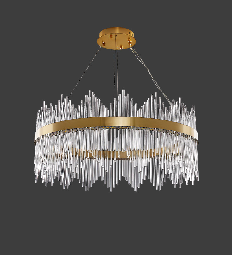 Crystal Wave Chandelier in Brushed Gold