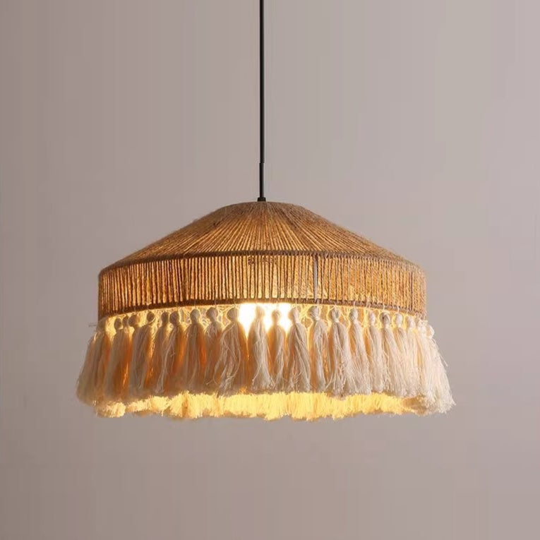 Jute Rope Fringe Tassel Pendant Light