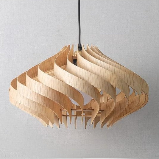 Twisted Wood Ribbon Pendant Light
