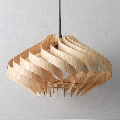 Twisted Wood Ribbon Pendant Light
