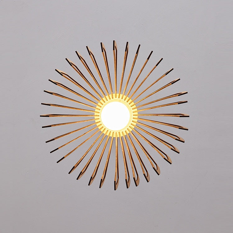 Wooden Slat Sculptural Pendant Light