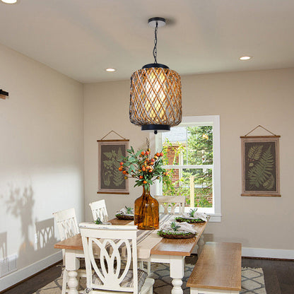 Bamboo Mesh Lantern Pendant Light