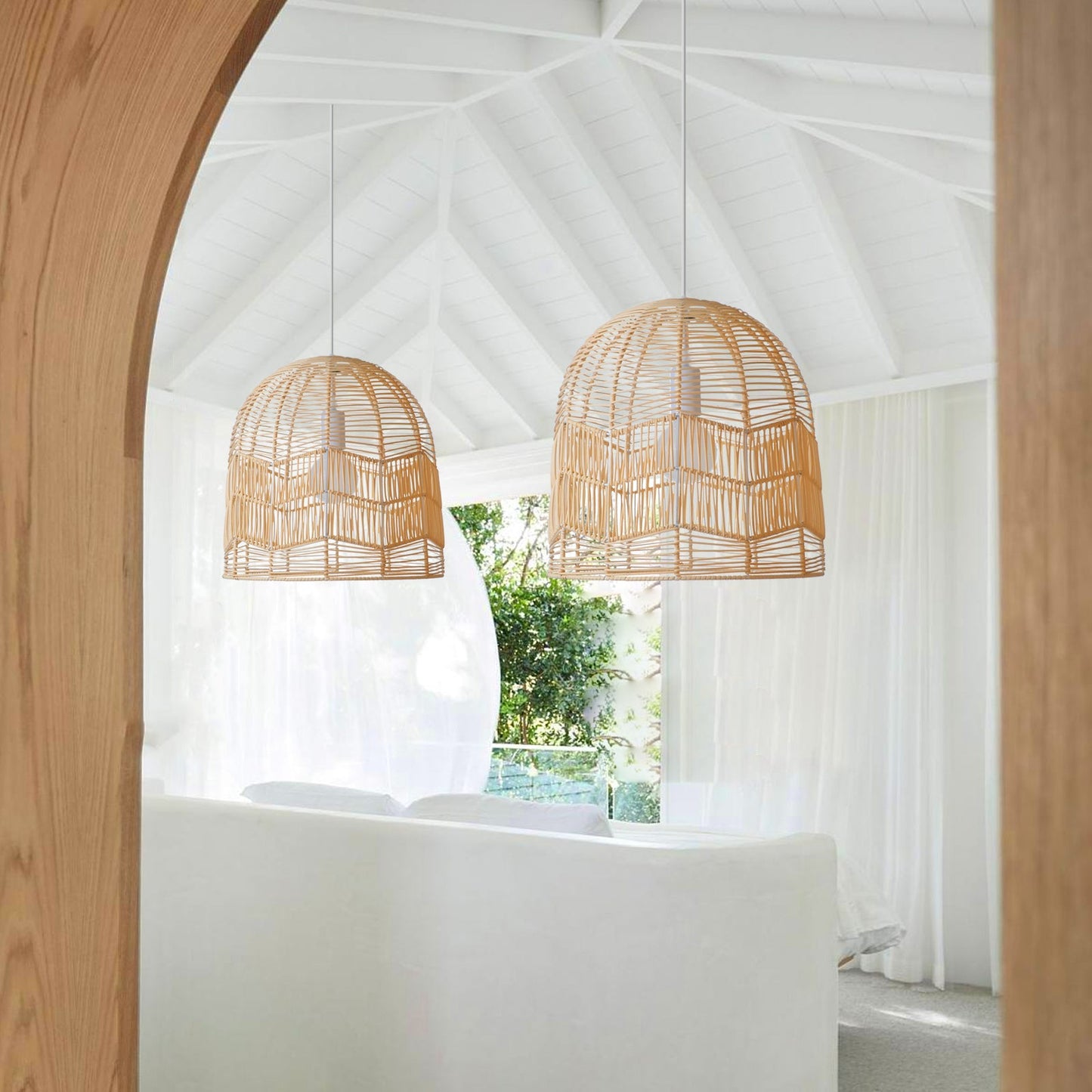Handwoven Rattan Bamboo Ceiling Lamp
