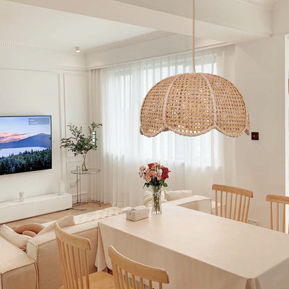 Rattan Scalloped Wavy Umbrella Dome
