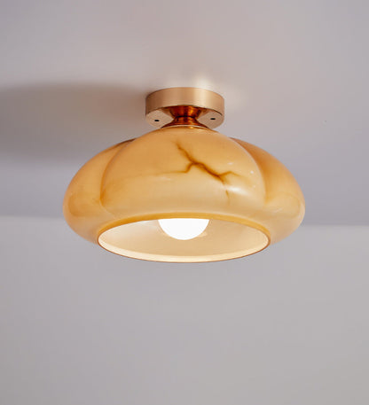 Amber Glass Flower Ceiling Lamp