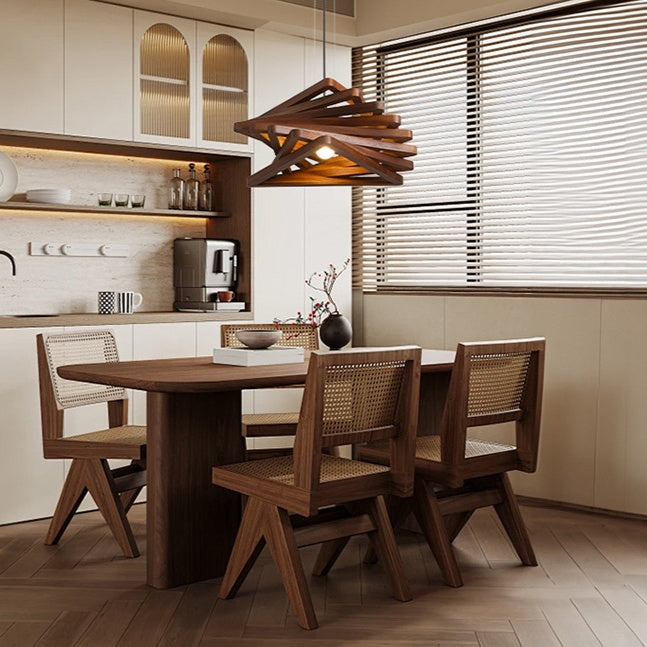 Spiral Wood Triangle Pendant Light
