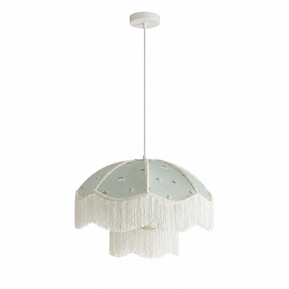 Sage Green Floral Fringe Pendant Light
