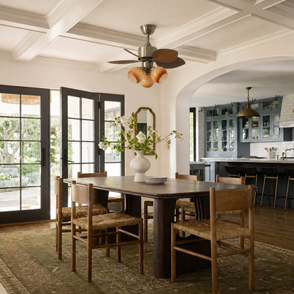 Palm Leaf Ceiling Fan with Amber Glass