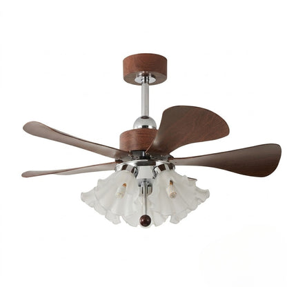 Modern Wooden Fan with Glass Shades