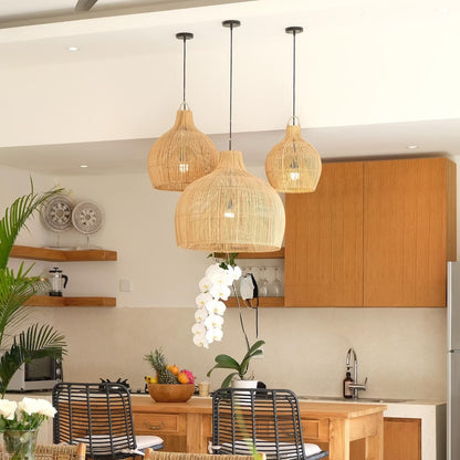 Rattan Gourd Pendant Light