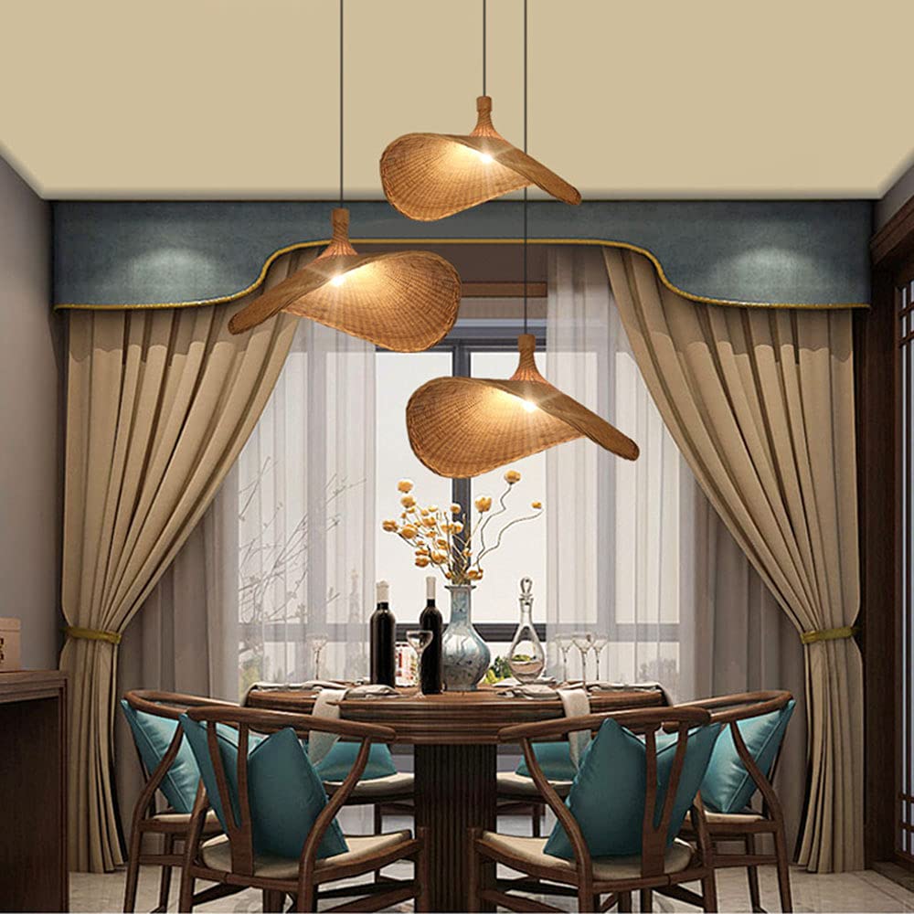 Bamboo Wicker Straw Hat Pendant Shade
