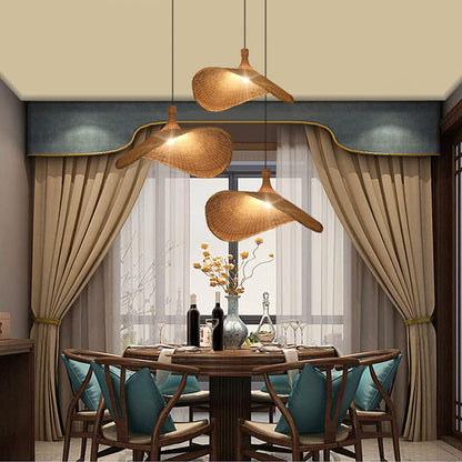 Bamboo Wicker Straw Hat Pendant Shade
