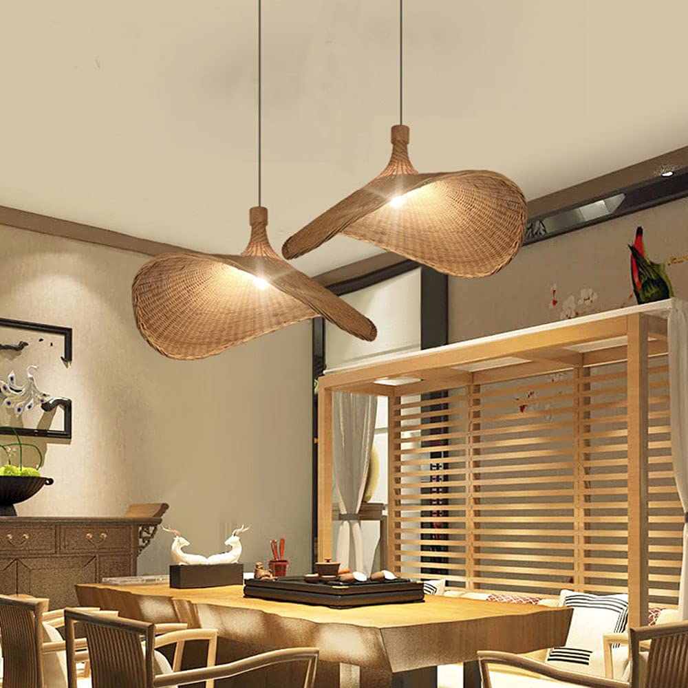 Bamboo Wicker Straw Hat Pendant Shade