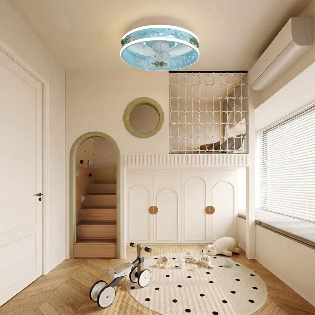 Kids Round Ceiling Fan with LED Light