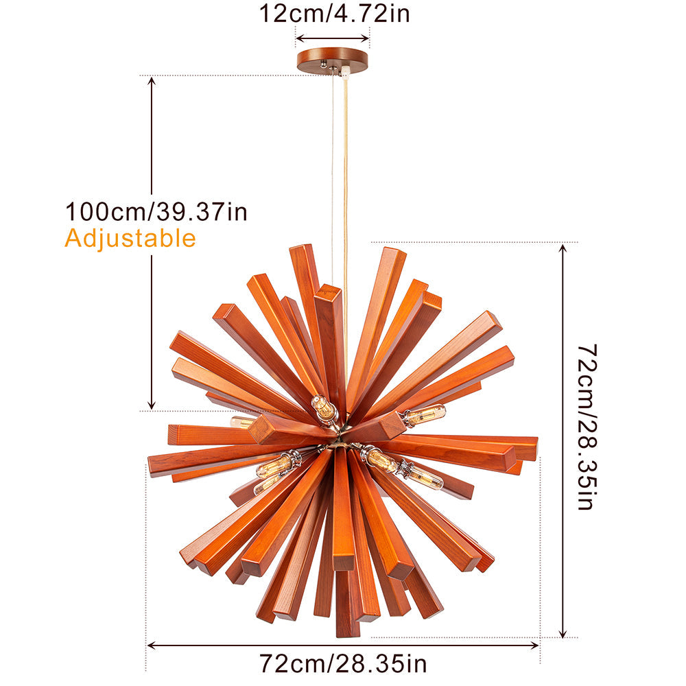 Solid Wood Starburst Chandelier
