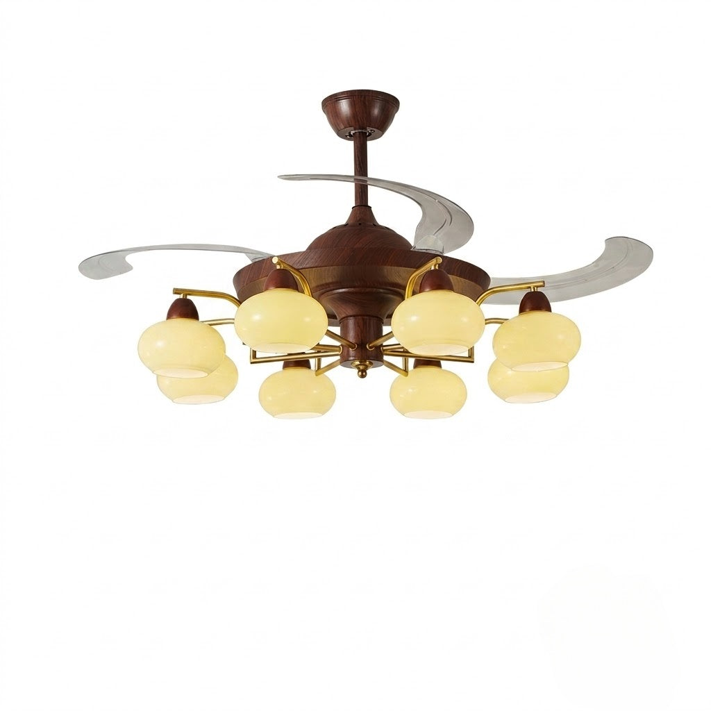 Walnut Retractable Ceiling Fan Light