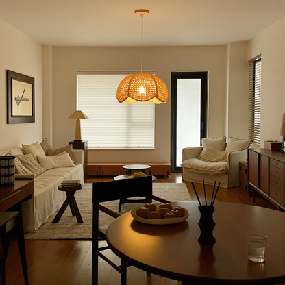 Rattan Scalloped Wavy Umbrella Dome