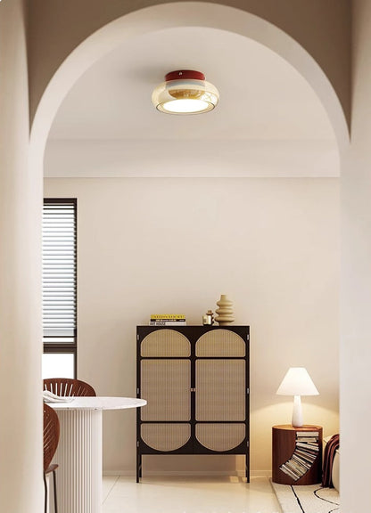 Amber Glass Round LED Ceiling Light