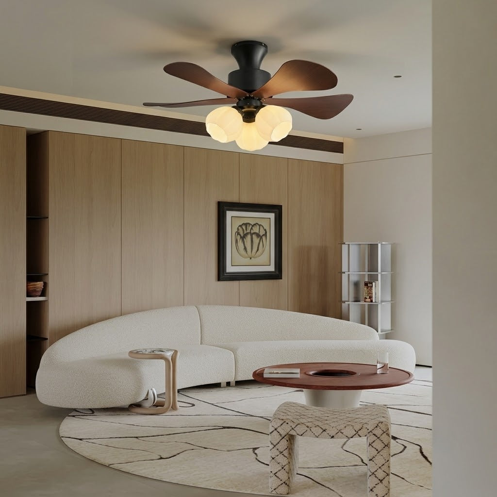 Nordic Flower Glass Shade Ceiling Fan