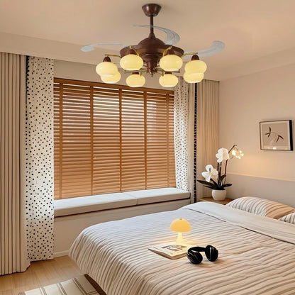 Walnut Retractable Ceiling Fan Light