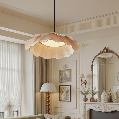 Two-Tier Pleated Lotus Pendant Light