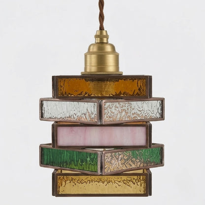 Geometric Stained Glass Pendant
