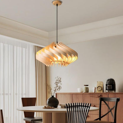 Twisted Wood Ribbon Pendant Light