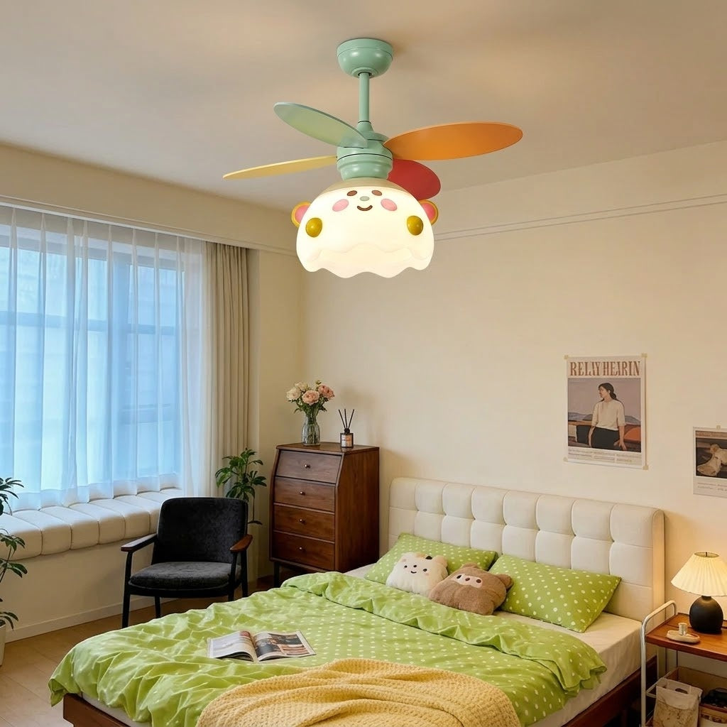 Kids Bear Ceiling Fan with LED Light