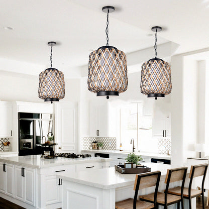 Bamboo Mesh Lantern Pendant Light