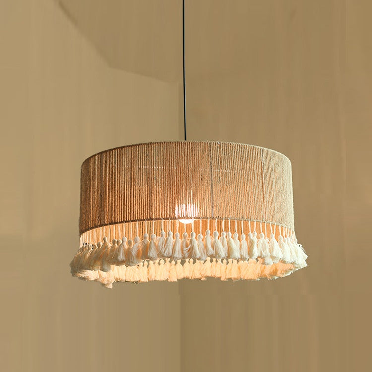 Jute Rope Fringe Tassel Pendant Light