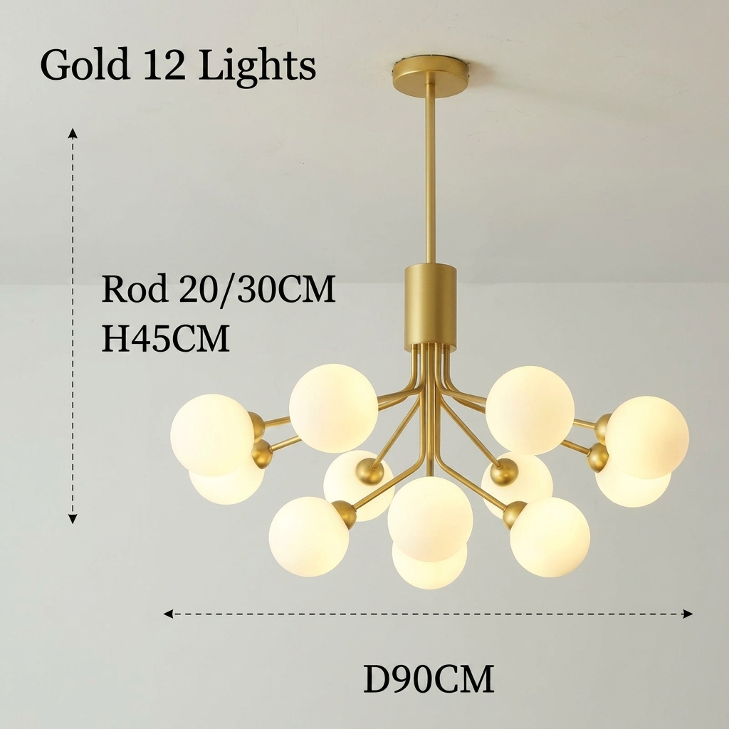 Gold Branching Globe Chandelier