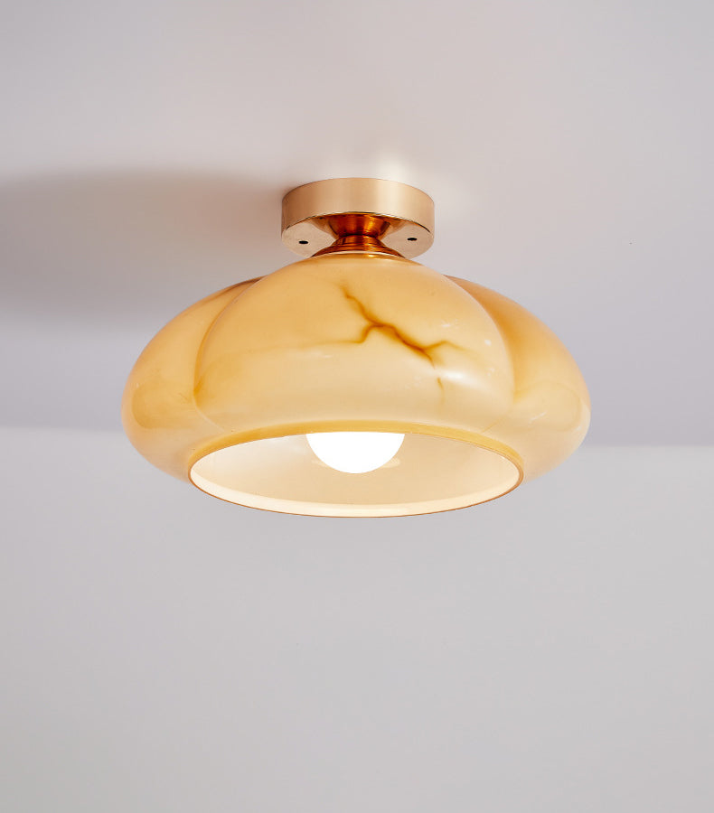 Amber Glass Flower Ceiling Lamp