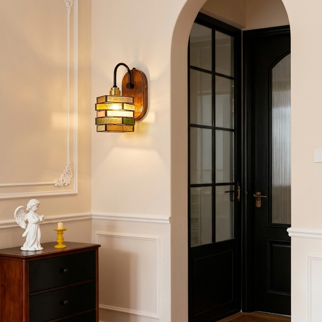 Geometric Stained Glass Wall Light