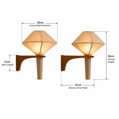 Wood and Fabric Japandi Wall Sconce