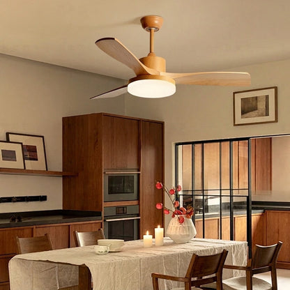 Natural Wood Finish LED Ceiling Fan